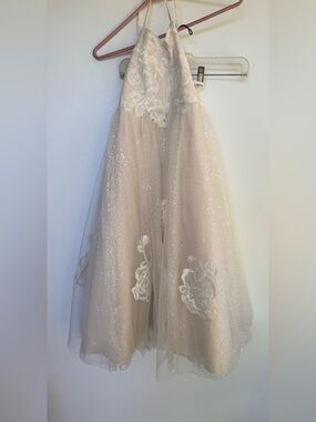Sparkle Lace Halter Formal Dress for Girls in Blush